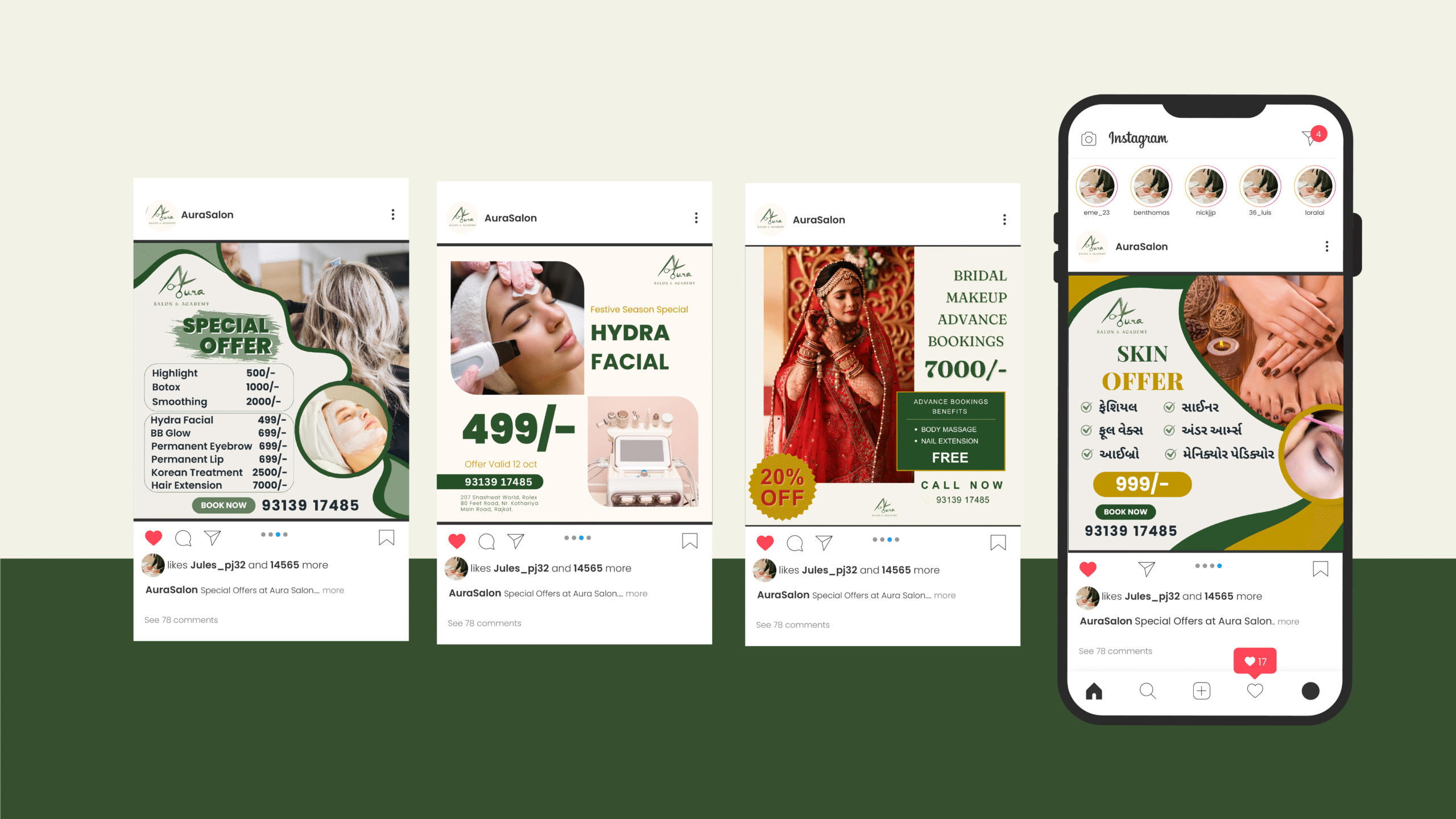 Aura Salon and Academy Social Media