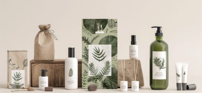Natural cosmetic product packaging mockup